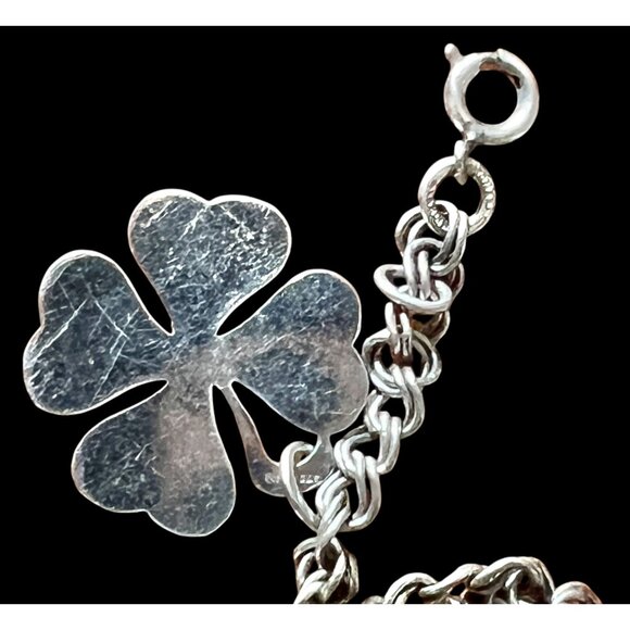 Sterling Silver Charm Bracelet W/ Pinecone Mug Clover & State Charms VTG 6.25” L - Picture 6 of 15